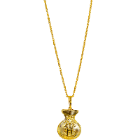 Carnaval verkleed geldzak met dollar teken ketting/sieraad   goud   kunststof   pooier/gangster   ac