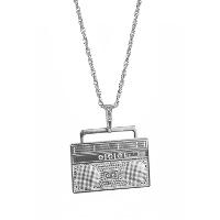 Carnaval verkleed ghettoblaster/radio ketting/sieraad   zilver   kunststof   pooier/gangster