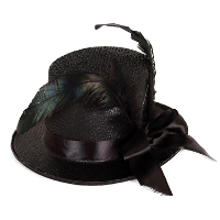Carnaval verkleed mini hoog hoedje voor diverse thema's   zwart glitter   veren ornament   dames