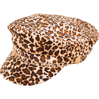 Carnaval verkleed pet met panterprint  gouden kettinkje   foute /panterparty   schippers pet