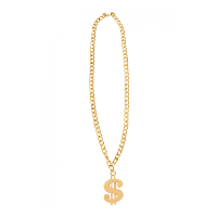 Dollar teken ketting/sieraad   goud   kunststof   pooier/gangster   carnaval/verkleed accessoires