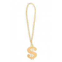 Dollar teken ketting/sieraad   goud   kunststof   pooier/gangster   carnaval/verkleed accessoires