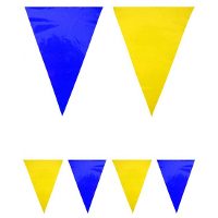Feest/verjaardag vlaggenlijn   blauw/geel   10 meter   kleuren/landen thema