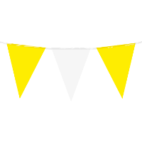 Feest/verjaardag Vlaggenlijn   geel/wit   10 m   15 vlaggetjes   binnen/buiten   kunststof