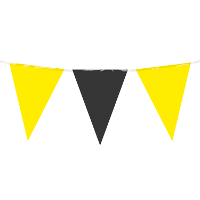 Feest/verjaardag Vlaggenlijn   geel/zwart   10 m   15 vlaggetjes   binnen/buiten   kunststof