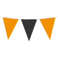 Feest/verjaardag Vlaggenlijn   oranje/zwart   10 m   15 vlaggetjes   binnen/buiten   kunststof