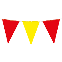 Feest/verjaardag Vlaggenlijn   rood/geel   10 m   15 vlaggetjes   binnen/buiten   kunststof