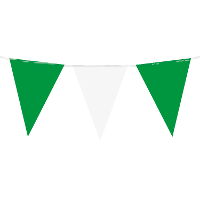 Feest/verjaardag Vlaggenlijn   wit/groen   10 m   15 vlaggetjes   binnen/buiten   kunststof