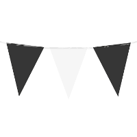 Feest / verjaardag Vlaggenlijn   wit/zwart   10 m   15 vlaggetjes   binnen of buiten   kunststof