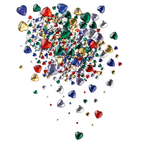 Festival gezicht steentjes   multi kleur   glitter hartjes   strass  plakhartjes