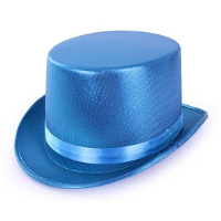 Hoge verkleed hoed   metallic blauw   volwassenen   klassiek model