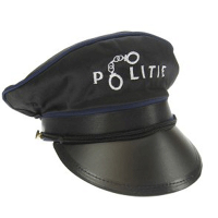 Politiepet voor kinderen   zwart/blauw   Politie thema verkleed accessoires