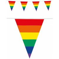 Regenboog thema vlaggenlijn/vlaggetjes 10 meter   Dubbelzijdig bedrukt