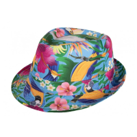 Toppers in concert   Verkleed hoedje voor Tropical Hawaii party   bloemen print   volwassenen   Carnaval/thema feest