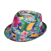 Verkleed hoedje voor Tropical Hawaii party   bloemen print   volwassenen   Carnaval/thema feest