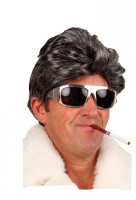 Verkleed pruik pooier / pimp   foute party   heren   grijs   kort haar