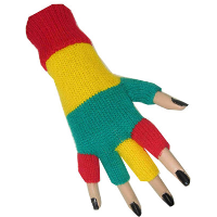Vingerloze handschoenen   rood/geel/groen   Limburg thema   verkleed handschoen