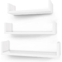 3 U vormige zwevende wandplank   MDF  40 x 9 x 10 cm   wit