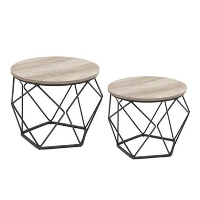 Parya Home Bijzettafel, set van 2 salontafels, grijs zwart