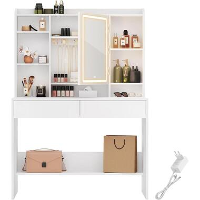 Bobbel Home   Moderne Witte Make up tafel met Instelbare LED Verlichting