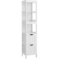 Parya Home   Hoge Badkamerkast   Badkamermeubel   2 Lade   Hout   Wit