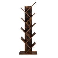 Parya Home   Houten Boekenkast   8 niveaus   Vintage   Staande Plank   Bruin