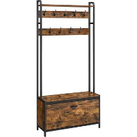 Parya home Kapstok met schoenenkast en bank   vintage bruin zwart