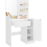 Parya Home kaptafel met spiegel   1 lade   2 legplanken   wit
