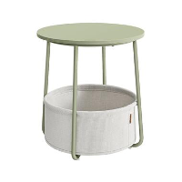 Parya Home Kleine ronde salontafel, bijzettafel met stoffen mand