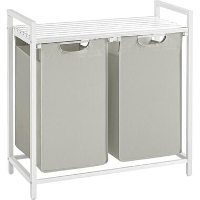 Parya Wasmand 2 compartimenten met plank metalen frame, 2 x 46L