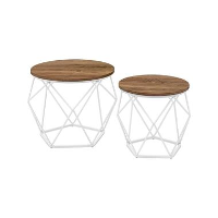 Parya Home ronde salontafel set van 2   modern design, wit/bruin