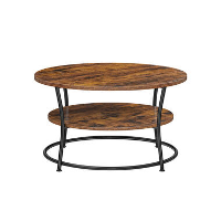 Parya Home Salontafel rond, Woonkamertafel, Sofatafel met plank