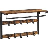 Parya Home Wandkapstok met Plank   wandplank met 10 haken