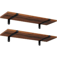 Wandplank, set van 2, 60 x 20 x 7 cm, zwevende plank, bruin zwart