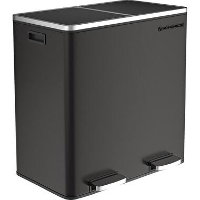 Songmics Prullenbak Met 2 Compartimenten   2 x 30 L   Met Zwart