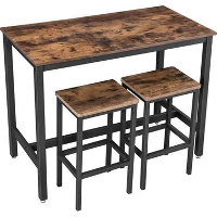 Parya   Vasagle   Bartafel Set   120x60x90   Donkerbruin