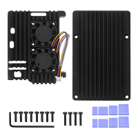 Passieve dissipatie metalen behuizing voor Raspberry Pi 5 5B aluminiumlegering omhulsel met dubbele koelventilator