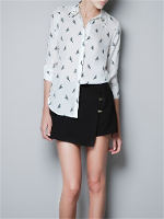 Pattern Parrot Rivet Adjustable Long Sleeve Chiffon Shirt