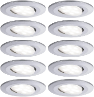 Paulmann LED inbouwlamp voor badkamer Set van 10 stuks 60 W Chroom (mat)