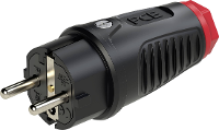 PCE 0522 sr Stekker met randaarde Massief rubber, Thermoplast 250 V Zwart, Rood IP54