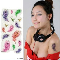 Peacock Feather Totem Design Waterproof Temporary Tattoo Sticker Paper