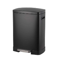 Pedaalemmer duo Paco   zwart metaal   25 + 15 liter   64,5 cm   Leen Bakker