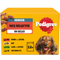 Pedigree Senior Mix Selectie in gelei multipack natvoer hond maaltijdzakjes 4 dozen (48 x 100 g)