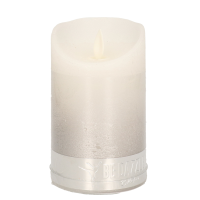 1X Zilver/witte LED kaarsen/stompkaarsen 12,5 cm