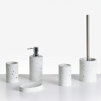 PERENE   Badkameraccessoireset   Terrazzo wit   Polyresin