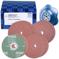 PFERD TOOLS 42098001 Combi fiberschijfset korund Ø 125mm A36, 60, 80, 120 met CC H GT steunschijf voor universele toepassingen Diameter 125 mm