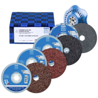 PFERD TOOLS 42098003 Combi vliesrondenset Ø 125 mm VRH A100C, 180M, 240F en PNER W F met CC H GT steunschijf voor finish Diameter 125 mm