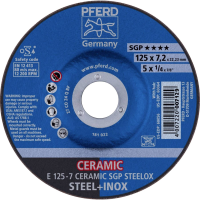 PFERD TOOLS 62212300 E 125 7 CERAMIC SGP STEELOX Afbraamschijf gebogen Diameter 125 mm Boordiameter 22.23 Mm RVS, Staal 10 stuk(s)