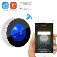 Tuya Wifi Slimme Aardgasalarmsensor met temperatuurfunctie Brandbaar Gaslek Detector LCD display Smart Life App