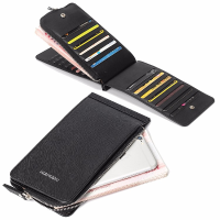 Pidengbao Universal Vertical Pu Zippers 26 Card Slots Wallet Phone Bag For Iphone Samsung Xiaomi